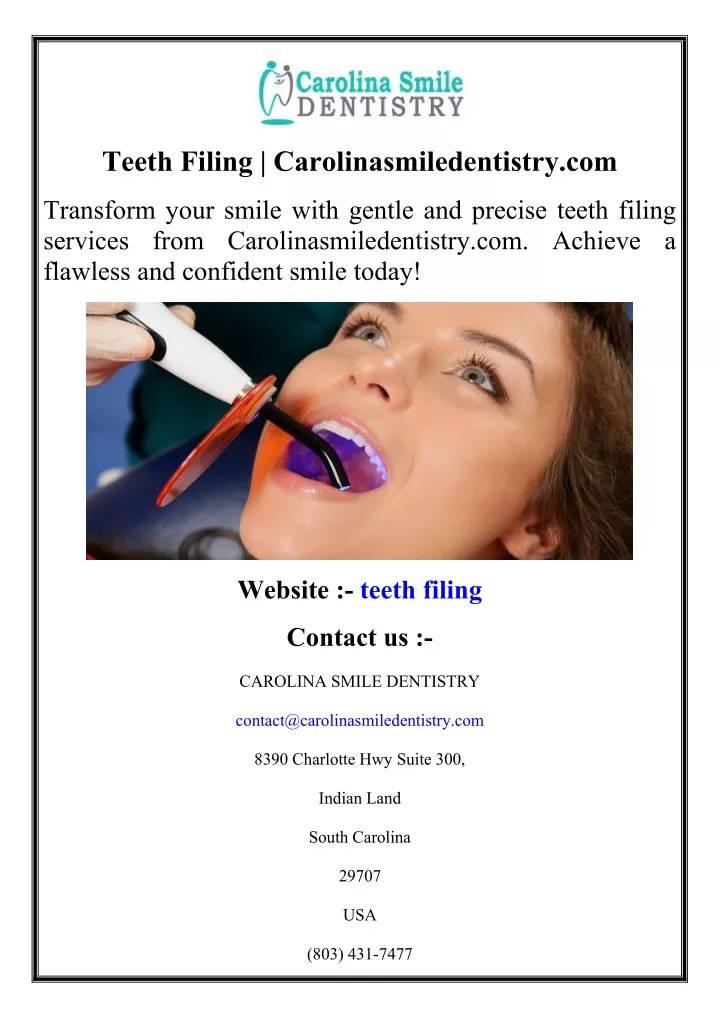 teeth filing carolinasmiledentistry com