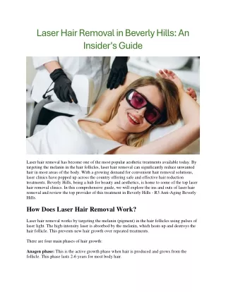 Laser Hair Removal in Beverly Hills: An Insider's Guide