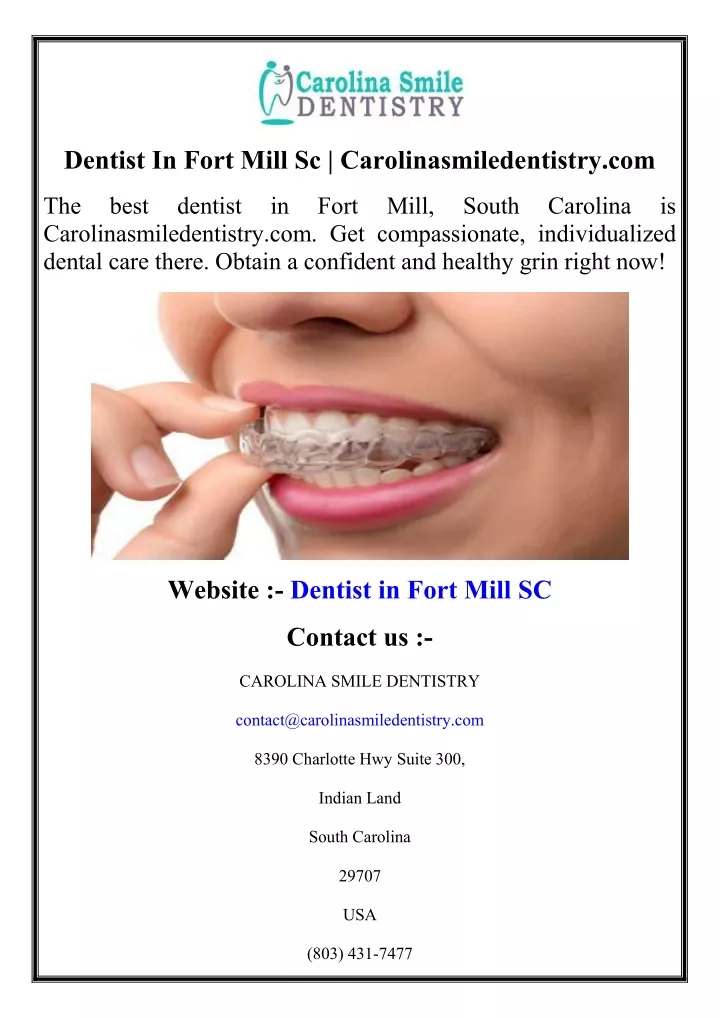 dentist in fort mill sc carolinasmiledentistry com