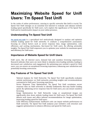 Tm speed test unifi