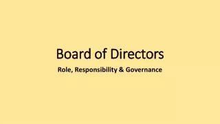 Board of Directors Role & responsibilities