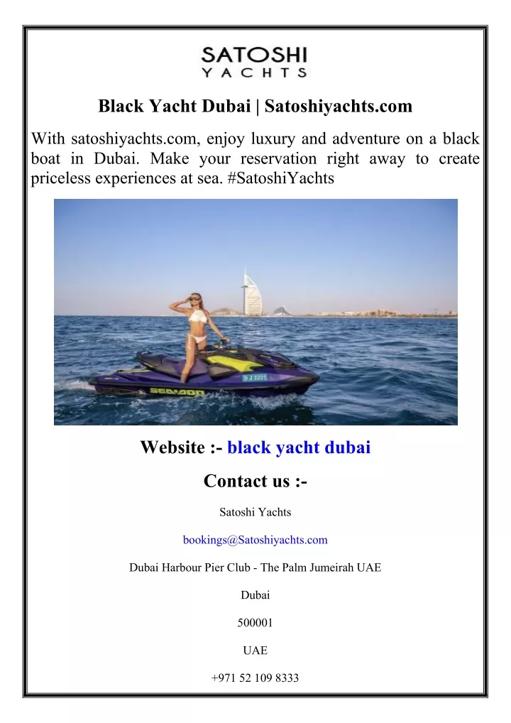 black yacht dubai satoshiyachts com