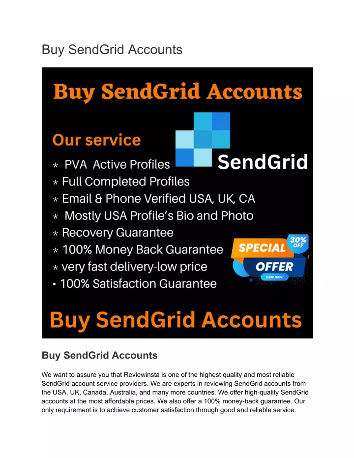 buy sendgrid accounts