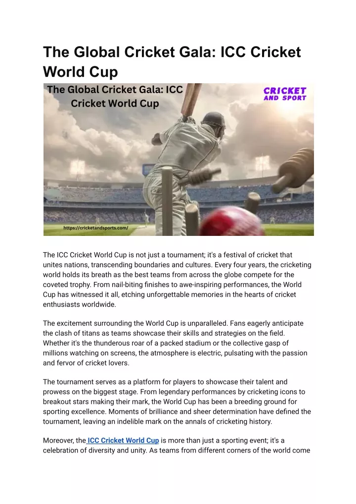 the global cricket gala icc cricket world cup