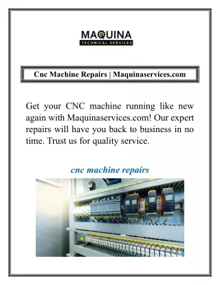 Cnc Machine Repairs  Maquinaservices