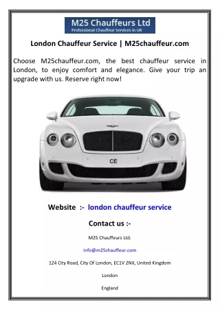 London Chauffeur Service   M25chauffeur.com