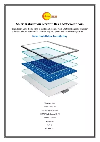 Solar Installation Granite Bay Aztecsolar