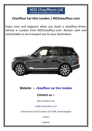 Chauffeur Car Hire London   M25chauffeur.com