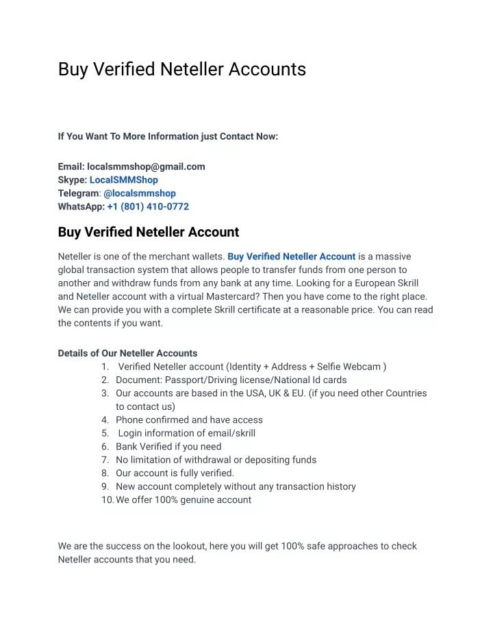 buy verified neteller accounts