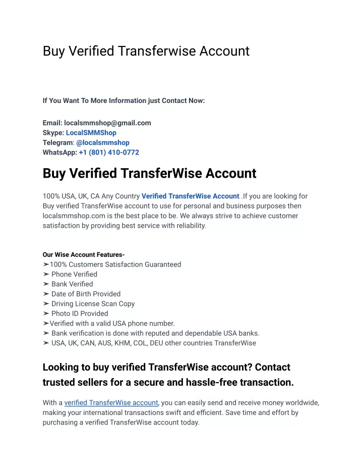 buy verified transferwise account