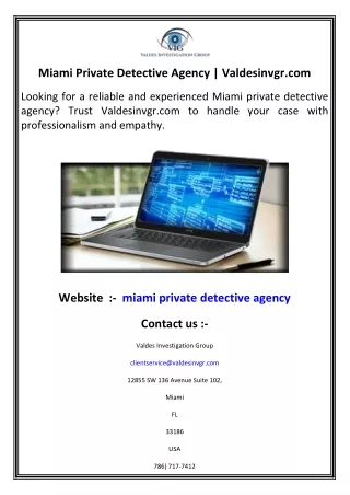 Miami Private Detective Agency   Valdesinvgr.com
