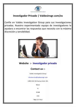 Investigador Privado  Valdesinvgr.comes