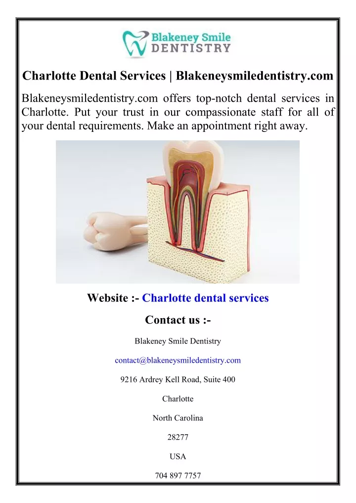 charlotte dental services blakeneysmiledentistry