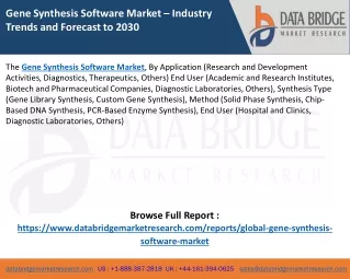 gene synthesis software market industry trends