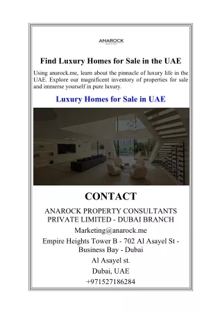 Find Luxury Homes for Sale in the UAE