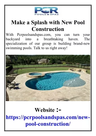 Make a Splash with New Pool Construction