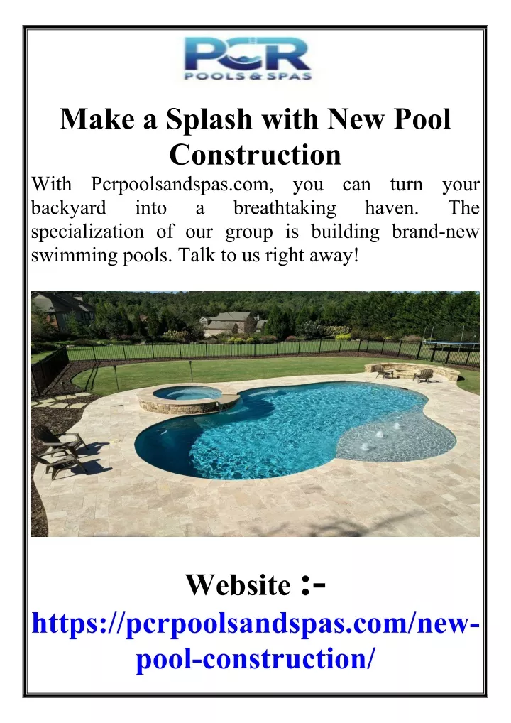 make a splash with new pool construction with