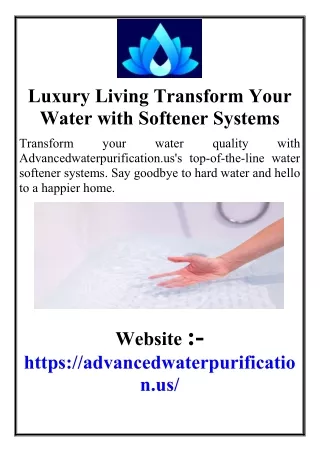 Luxury Living Transform Your Water with Softener Systems