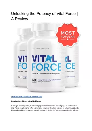 Unlocking the Potency of Vital Force _ A Review