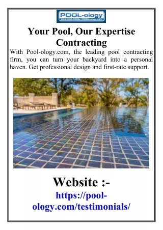 Your Pool, Our Expertise Contracting