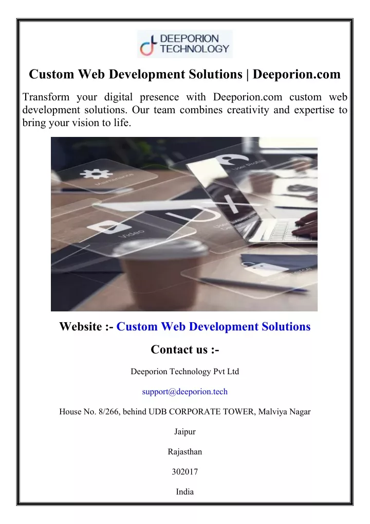 custom web development solutions deeporion com