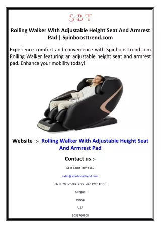 Rolling Walker With Adjustable Height Seat And Armrest Pad   Spinboosttrend.com