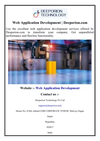Web Application Development  Deeporion.com