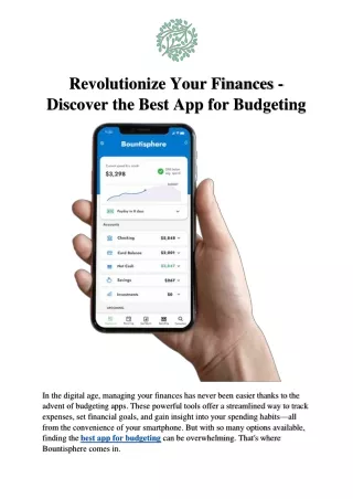 Revolutionize Your Finances - Discover the Best App for Budgeting