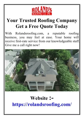 Your Trusted Roofing Company Get a Free Quote Today