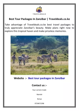 Best Tour Packages In Zanzibar   Traveldeals.co.ke