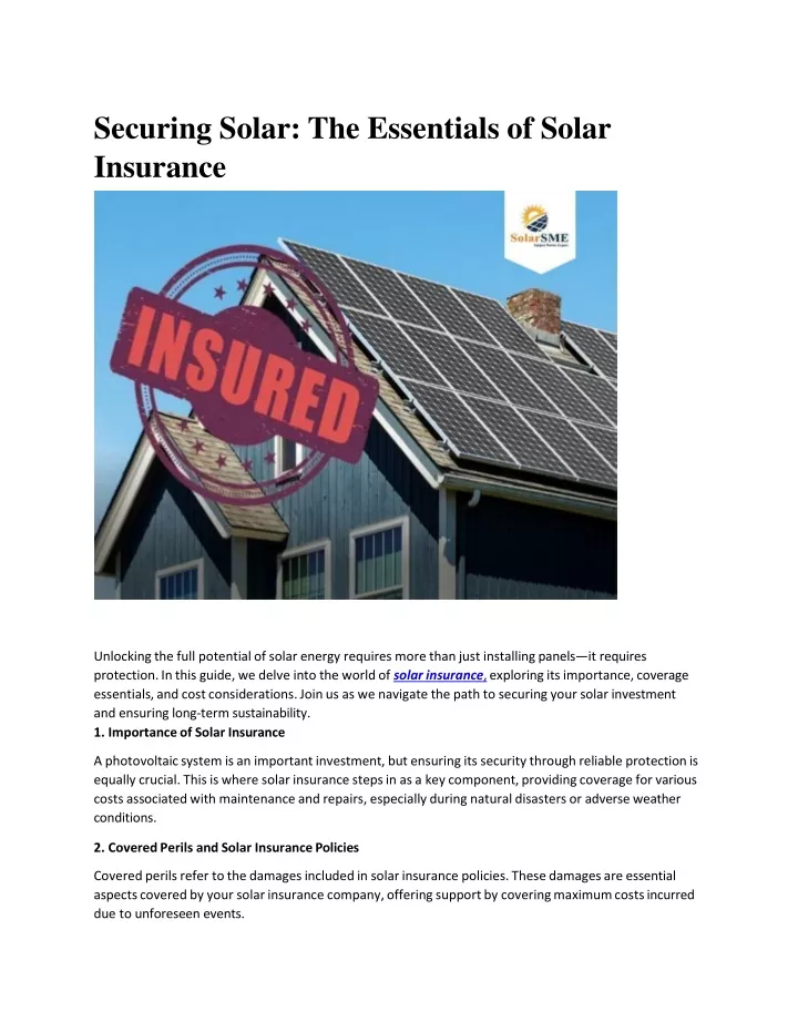 securing solar the essentials of solar insurance