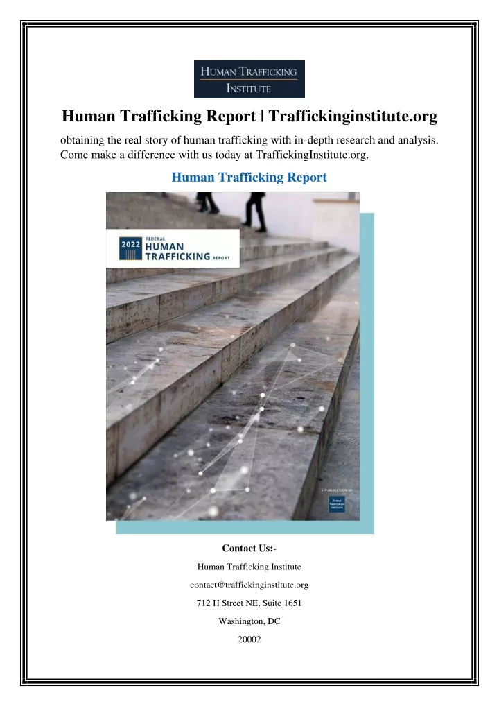 human trafficking report traffickinginstitute org