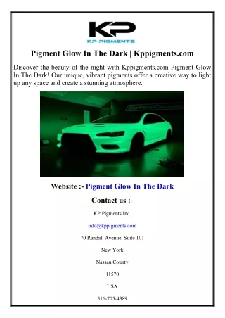 Pigment Glow In The Dark  Kppigments.com
