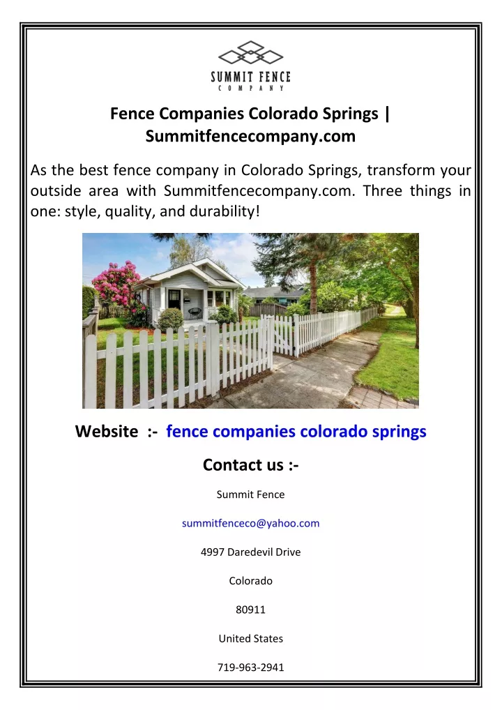 fence companies colorado springs