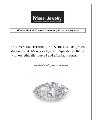 Wholesale Lab Grown Diamond | Messijewelry.com