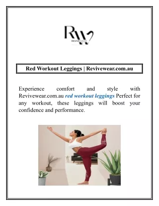 Red Workout Leggings | Revivewear.com.au