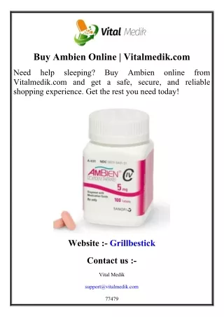 Buy Ambien Online  Vitalmedik.com