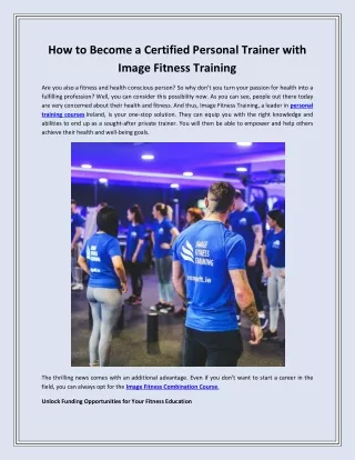 How to Become a Certified Personal Trainer with Image Fitness Training