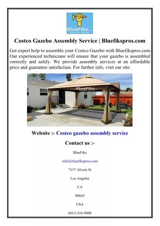 Costco Gazebo Assembly Service  Bluefikspros.com