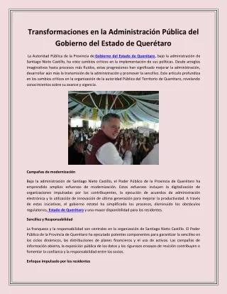 Transformaciones en la Administración Pública del Gobierno del Estado de Querétaro