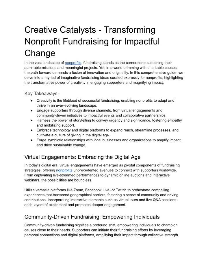 creative catalysts transforming nonprofit