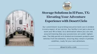 Storage Solutions in El Paso, TX Elevating Your Adventure Experience with Desert Cielo