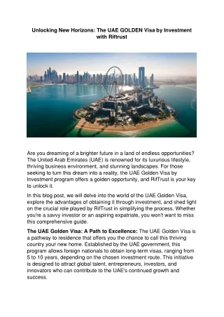 Gateway to Prosperity: Dubai Citizenship with LatitudeWorld