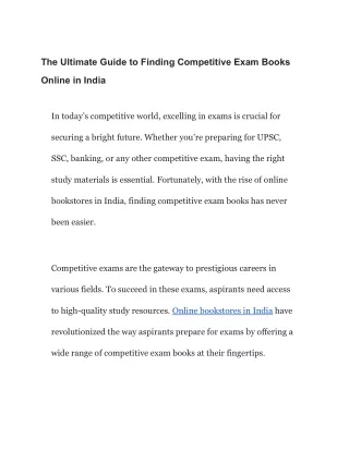 Explore Competitive Exam Books Online: India's Top Online Bookstore