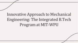 Integrated B.Tech in Mechanical Engineering | MIT-WPU