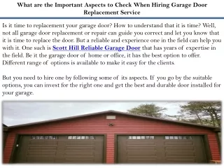 What Are The Significant Perspectives To Check While Employing Garage Door Subst