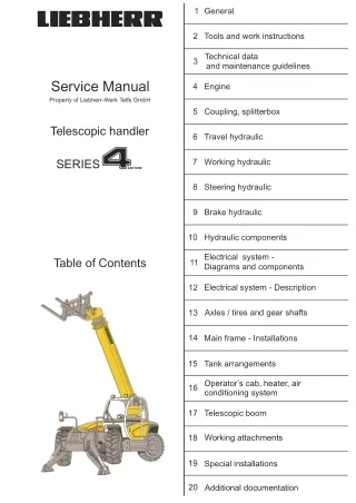 Liebherr TL 435-13 Telescopic Handler Service Repair Manual