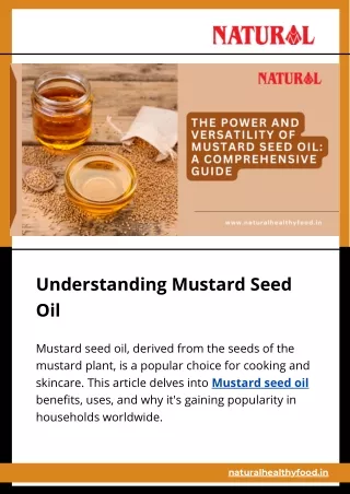 The Power and Versatility of Mustard Seed Oil A Comprehensive Guide - Natural Healthy Food