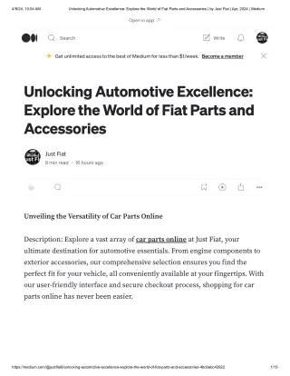 Unlocking Automotive Excellence: Explore the World of Fiat Parts and Accessories