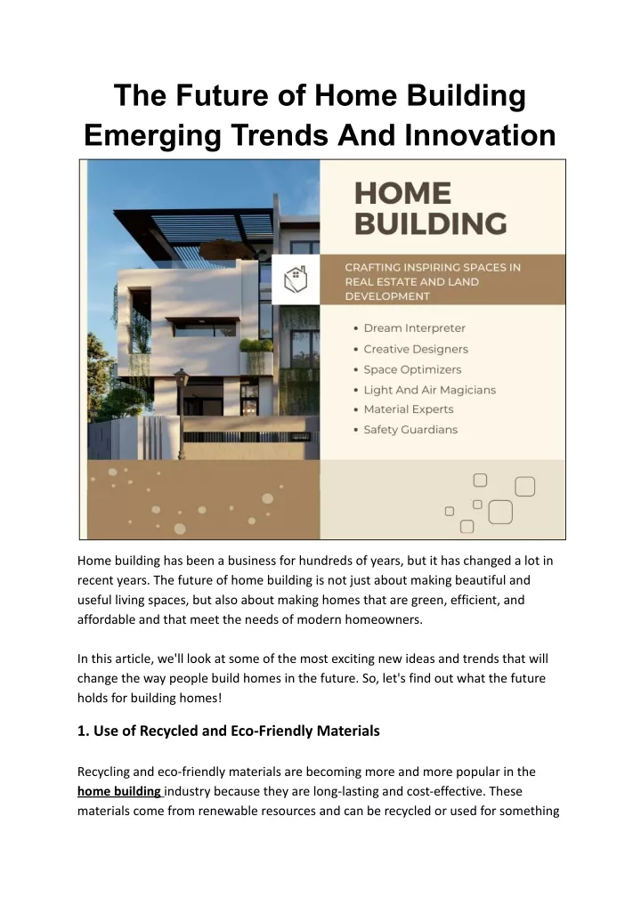 the future of home building emerging trends